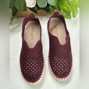 Ilse Jacobsen Wine Red Perforated Slip-On Flats